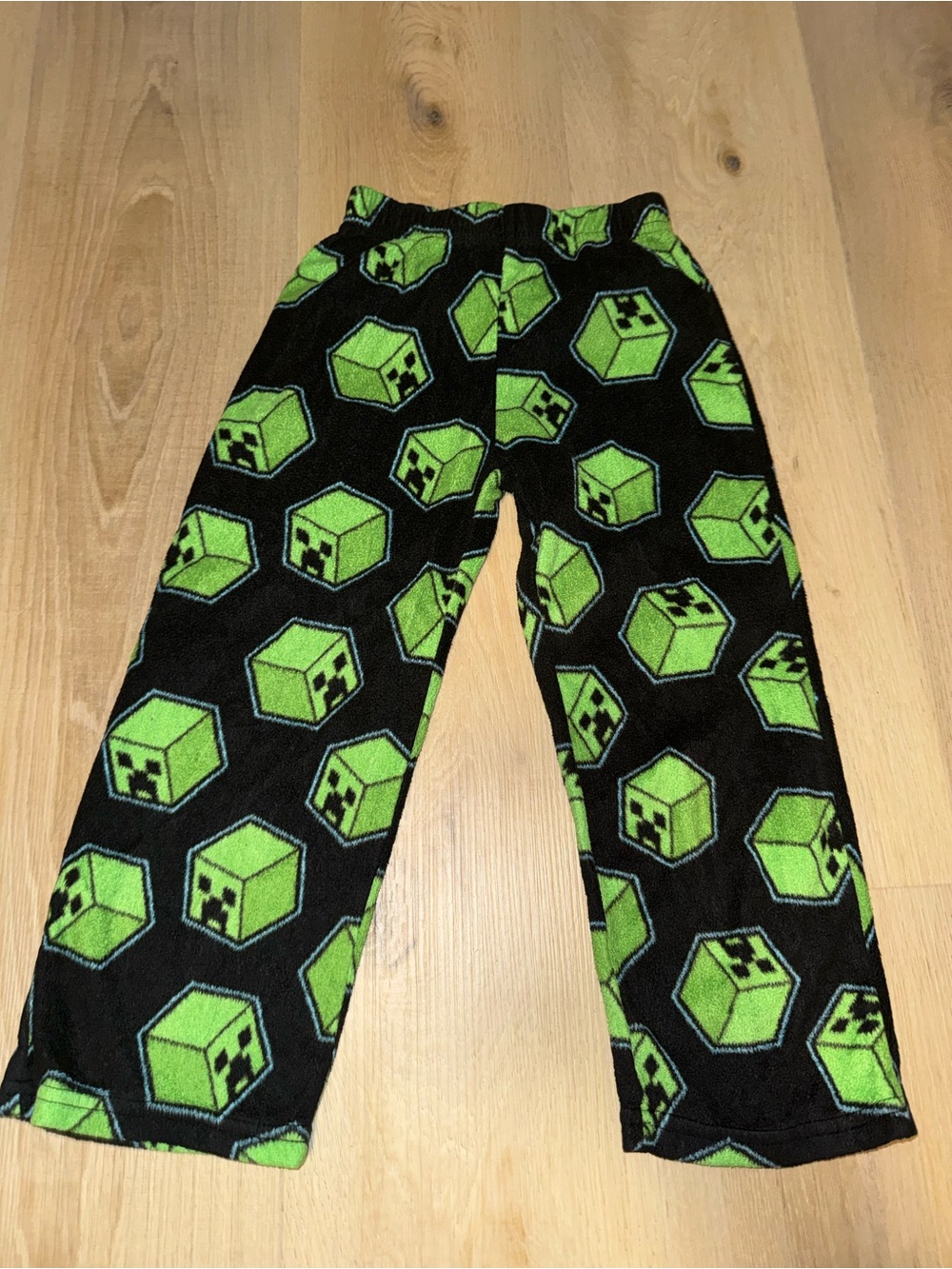 Kids Green Creeper Cube Fleece Pajama Pants